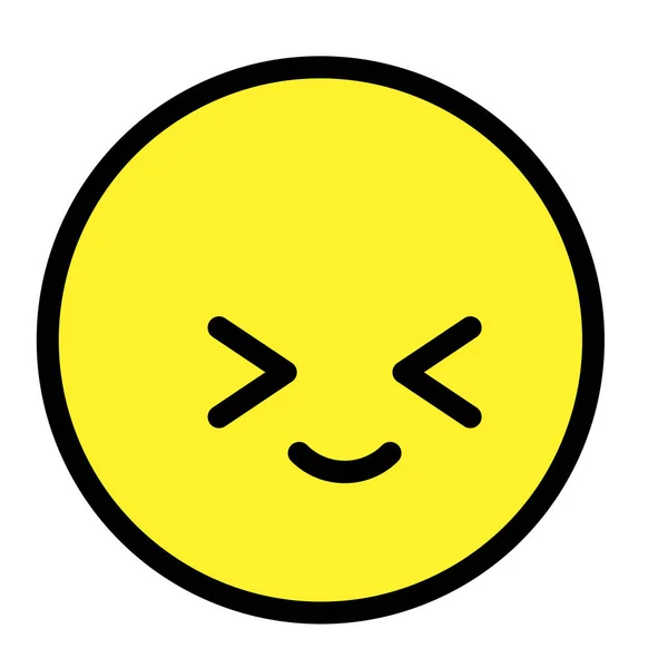 Faccia Piatta Emoji Kawaii Carino Divertente Personaggio Dei Cartoni Animati — Vettoriale Stock