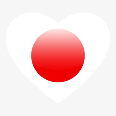 Japonya bayrağını, Japonya 'nın kalp kıran düğmesini, Japon bayrağının aşk sembolünü seviyorum. Vatansever ulusal Japon sembolü. 
