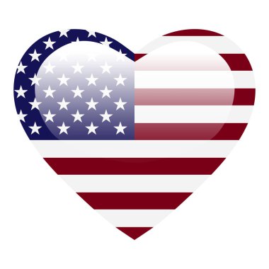 Amerikan bayrağını, Amerikan kalbi parlayan düğmesini, Amerikan bayrağının aşk sembolünü seviyorum. ABD 'nin Vatanseverlik Ulusal Sembolü Bağımsızlık Günü. 