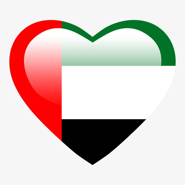 Amor Bandera Los Emiratos Árabes Unidos Botón Brillante Corazón Los — Archivo Imágenes Vectoriales
