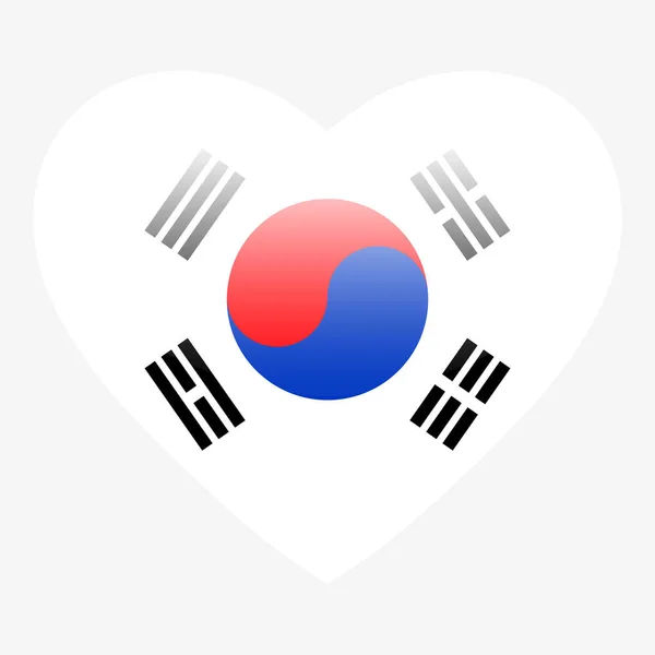 Love South Korea Flag South Korea Heart Glossy Button South — Stock Vector