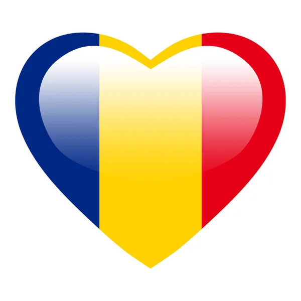 Love Romania Flag Romania Heart Glossy Button Romania Flag Icon — Stockový vektor