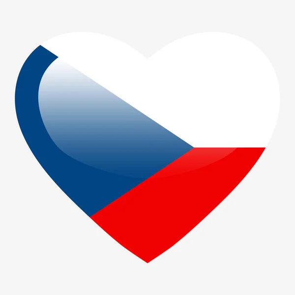 Αγάπη Τσεχική Σημαία Τσεχική Καρδιά Γυαλιστερό Κουμπί Τσεχική Σημαία Σύμβολο — Διανυσματικό Αρχείο
