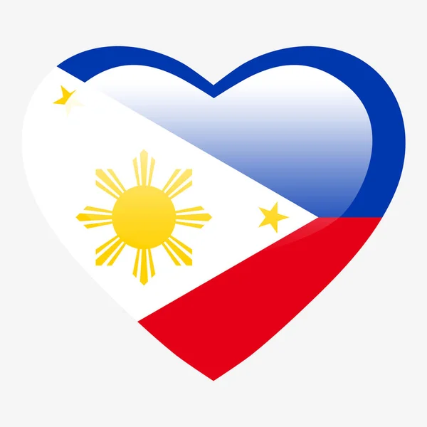 Love Philippines Drapeau Philippines Coeur Bouton Brillant Philippines Drapeau Icône — Image vectorielle
