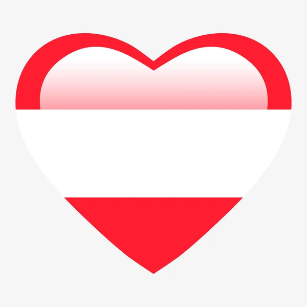 Love Austria Flag Austria Heart Glossy Button Austria Flag Icon — Stock Vector