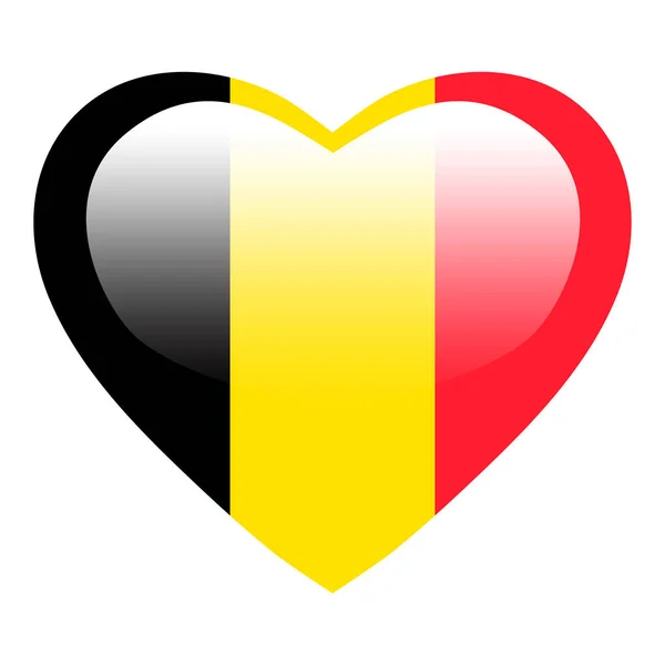 Love Belgium Flag Belgium Heart Glossy Button Belgium Flag Icon — Stockový vektor