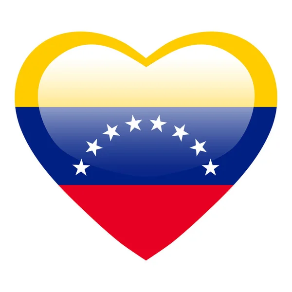 Love Venezuela Flag Venezuela Heart Glossy Button Venezuela Flag Icon — Vector de stock