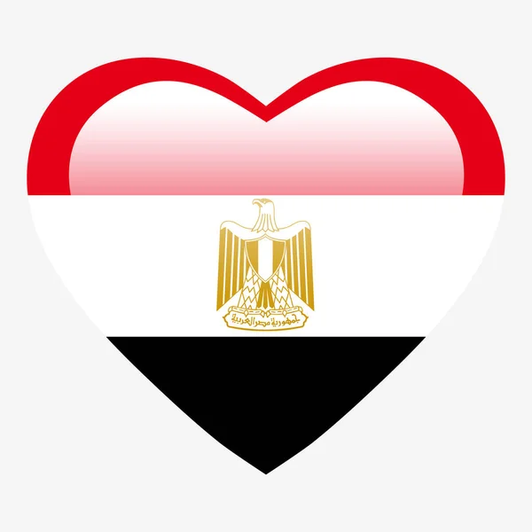 Love Egypt Flag Egypt Heart Glossy Button Egypt Flag Icon — Stock Vector