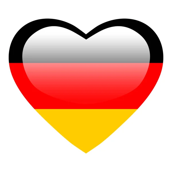 Kocham Flagę Niemiec Niemcy Serce Błyszczące Przycisk Ikona Niemieckiej Flagi — Wektor stockowy