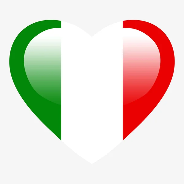 Liefde Italië Vlag Italië Hart Glanzend Knop Italiaanse Vlag Symbool — Stockvector