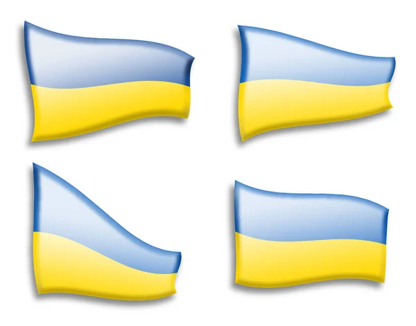 Set Bandiere Ucraine Vedute Varianti Sfondo Bianco — Vettoriale Stock