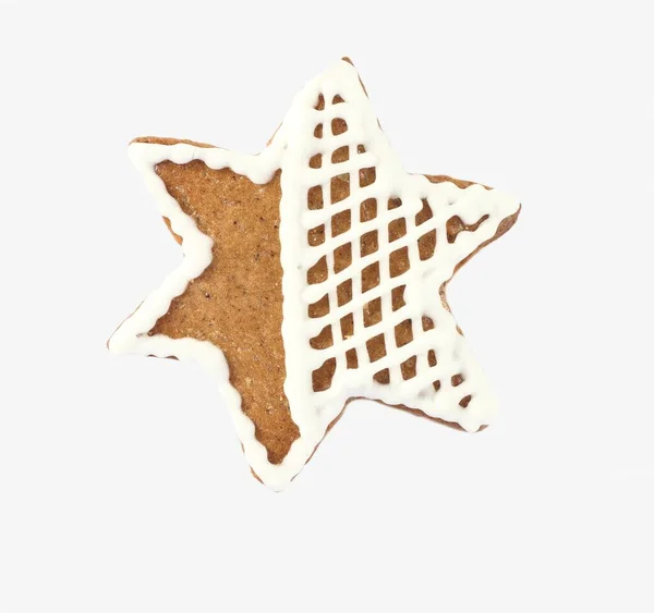 Estrela Pão Gengibre Natal Pão Gengibre Forma Estrela Sobre Fundo — Fotografia de Stock