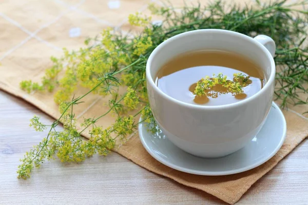 Травяной Чай Травы Galium Verum Известной Женская Солома Желтая Солома — стоковое фото