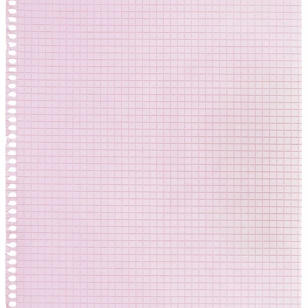 Checked Spiral Notebook Page Paper Background Old Aged Pink Chequered — Fotografia de Stock