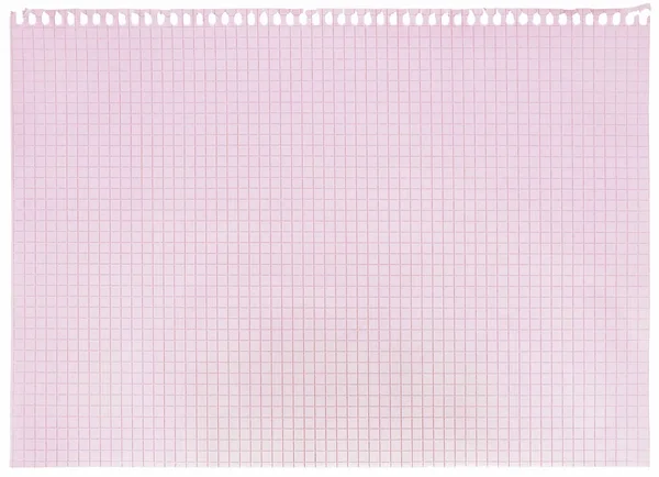 Checked Spiral Notebook Page Paper Background Old Aged Pink Chequered — Stock Photo, Image