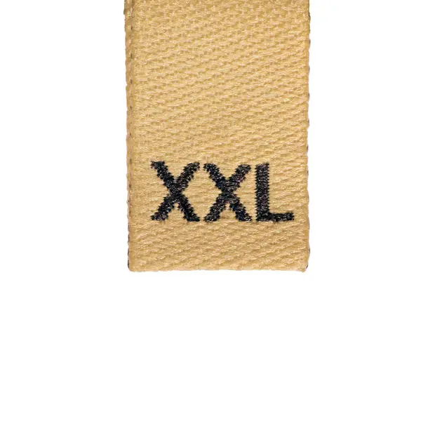 Xxl Размер Бежевый Ткань Ткань Ткани Этикетка Одежды Этикетка Коричневый Стоковая Картинка