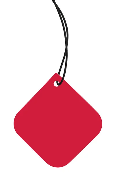 Leere Rote Pappe Verkauf Tag Und Schwarze Schnur Leere Quadratische — Stockfoto