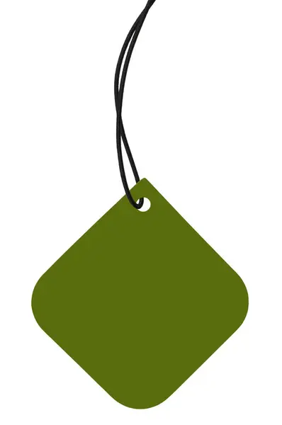 Leere Olivgrüne Pappe Verkauf Tag Und Schwarze Schnur Leere Quadratische — Stockfoto