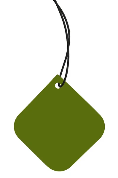 Пустая Оливковый Зеленый Картон Продажа Метки Черная Нить Пустой Квадратный — стоковое фото