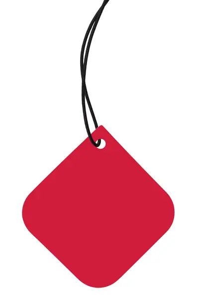 Чистый Красный Картон Продажа Тег Черная Нить Пустой Квадратный Ценовой — стоковое фото