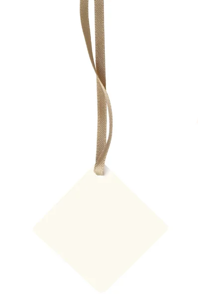 Bright Ivory White Obdélníkový Lepenkový Prodej Štítek Béžový Řetězec Cena Royalty Free Stock Fotografie
