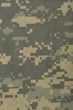 Evrensel kamuflaj deseni, ordu üniformalı dijital kamuflaj, Amerikan askeri ACU makro yakın çekim, geniş dikey yırtık önleyici kumaş dokusu arka plan, yeşillik, sarı çöl kumu teni, kentsel boz rengi NYCO, naylon, pamuk, desenli kumaş.