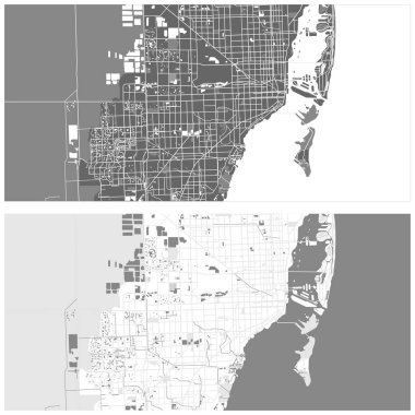ABD Miami 'nin katmanlı düzenlenebilir vektör çizimi haritası