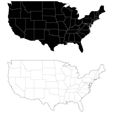 Birleşik Devletler 'in katmanlı düzenlenebilir vektör çizimi haritası