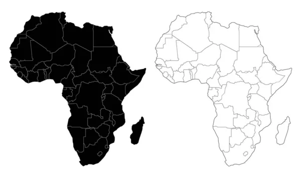 Katmanlı Düzenlenebilir Vektör Çizimi Afrika Kıtasının Haritası — Stok Vektör