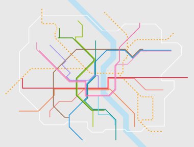 Layered editable vector illustration of Rail Network Map of Cologne,Germany clipart