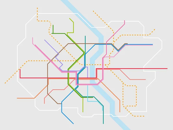 Επιστρωμένη Διανυσματική Απεικόνιση Του Χάρτη Του Σιδηροδρομικού Δικτύου Της Κολωνίας — Διανυσματικό Αρχείο