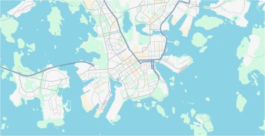 Helsinki, Finlandiya 'nın katmanlı düzenlenebilir vektör çizimi.