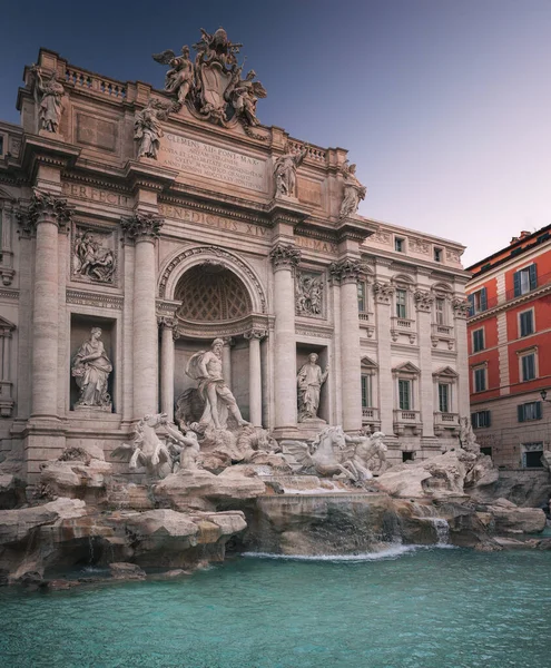 Slavná Fontána Trevi Římě Itálie Ráno — Stock fotografie