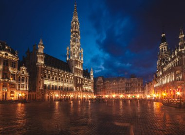 The famous Grand Place at blue hour in Brussels, Belgium