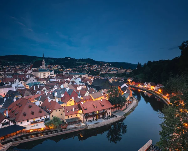 Panoramisch Uitzicht Oude Binnenstad Van Cesky Krumlov Tsjechië — Stockfoto