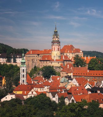 View on Cesky Krumlov with rainbow
