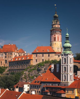 View on Cesky Krumlov with rainbow