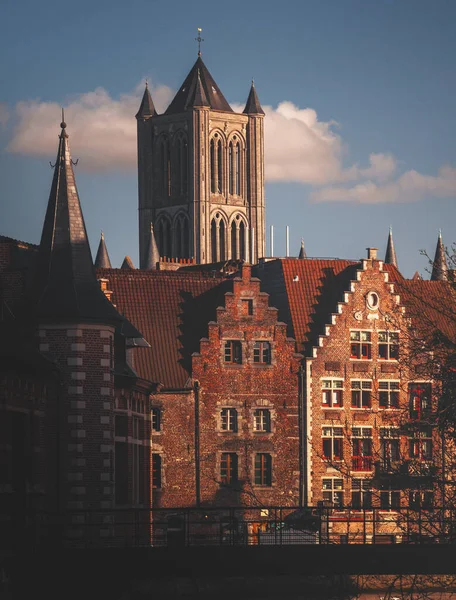 Pěkné Domy Starém Městě Gentu Belgie — Stock fotografie