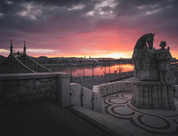 Özgürlük Köprüsü Budapeşte Harika Bir Gün Doğumu — Stok fotoğraf