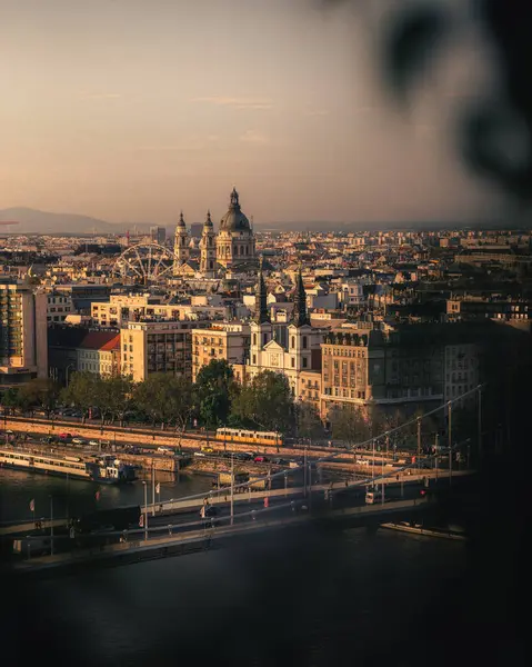Vista Budapest Con Puente Elisabeth Primavera — Foto de Stock