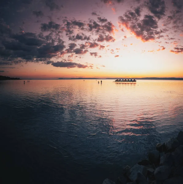 Καταπληκτικό Ηλιοβασίλεμα Πάνω Από Λίμνη Μπάλατον Ουγγαρία Καλοκαίρι — Φωτογραφία Αρχείου