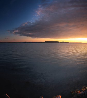Amazing sunset over lake Balaton, Hungary in summer