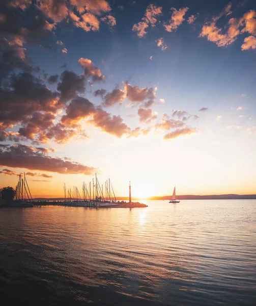 Amazing Sunset Lake Balaton Hungary Summer — Photo
