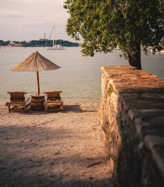 Luxurious Sun Bed Beach Croatia Summer — Stock Photo, Image