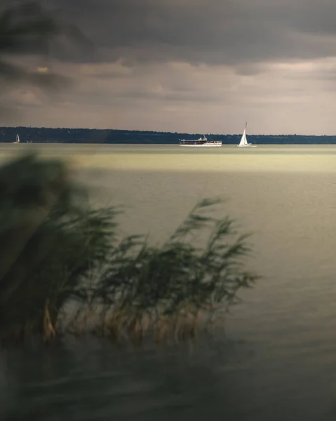 Озеро Балатон Парусниками Ветреный День Летом — стоковое фото