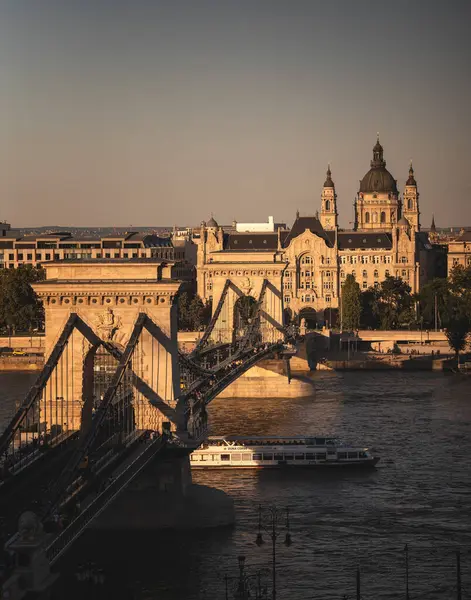 Kettingbrug Boedapest Hongarije Stockfoto