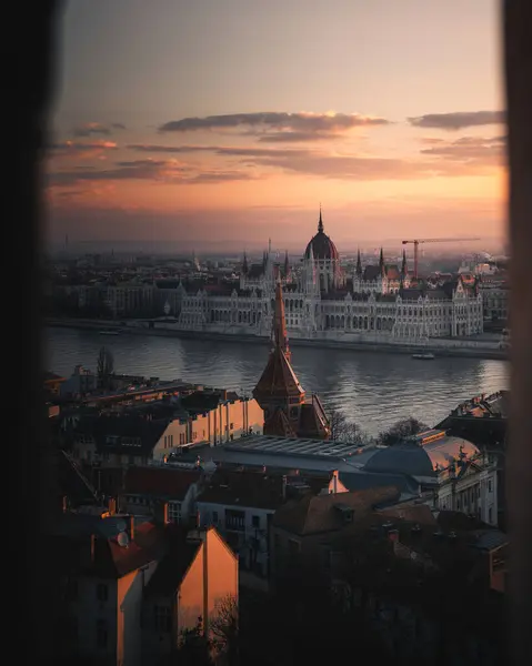Vista Matutina Del Parlamento Húngaro Budapest — Foto de Stock