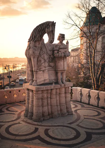 Standbeeld Van Sint Stefanus Liberty Bridge Boedapest — Stockfoto