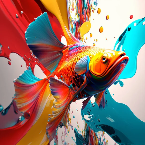 Picture Fish Paint Stockafbeelding