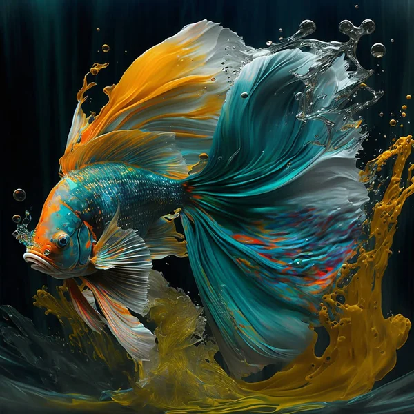 Picture Fish Paint Stockafbeelding